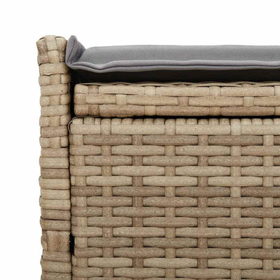 udendørs opbevaringsbænk med hynde 100 cm polyrattan beige