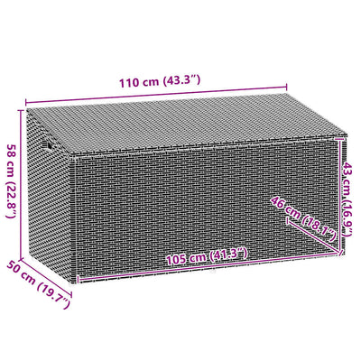 opbevaringsboks til haven 110x50x58 cm polyrattan sort