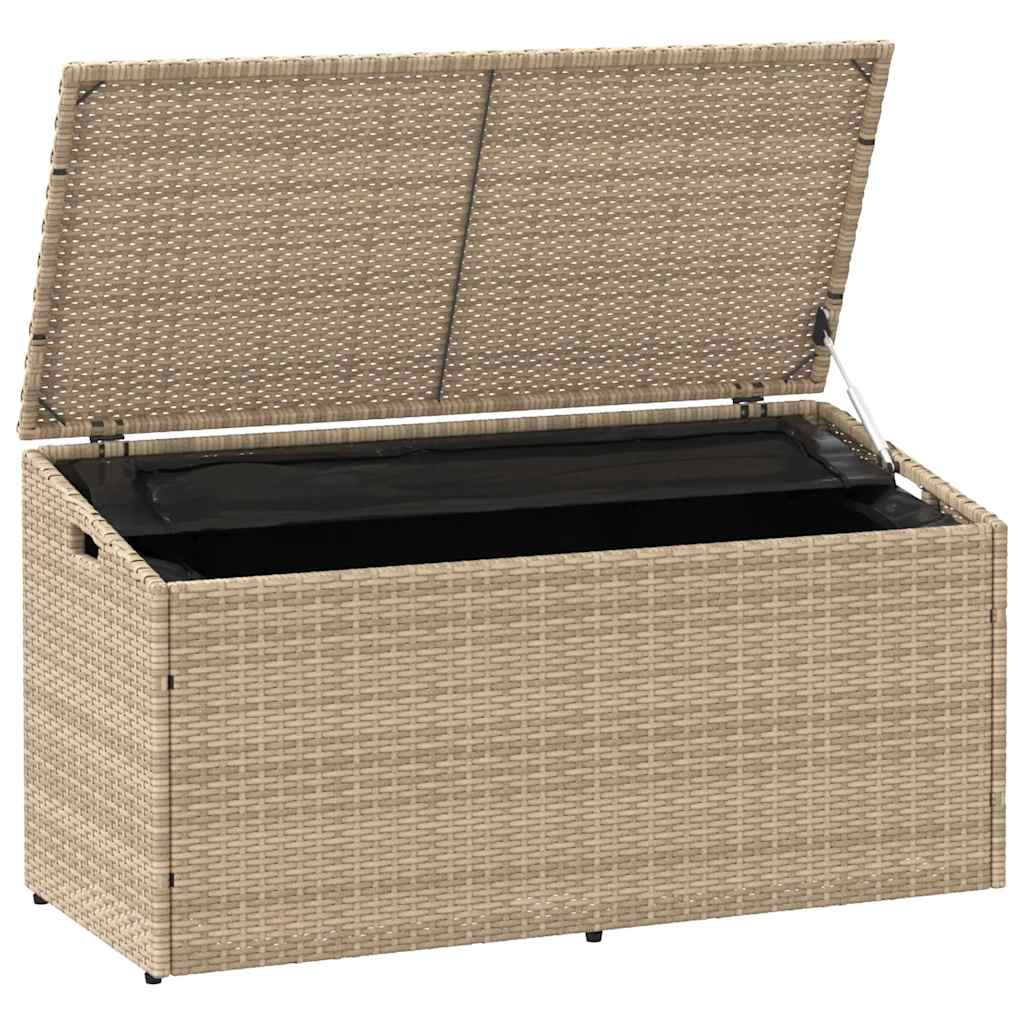 opbevaringsboks til haven 110x50x58 cm polyrattan beige