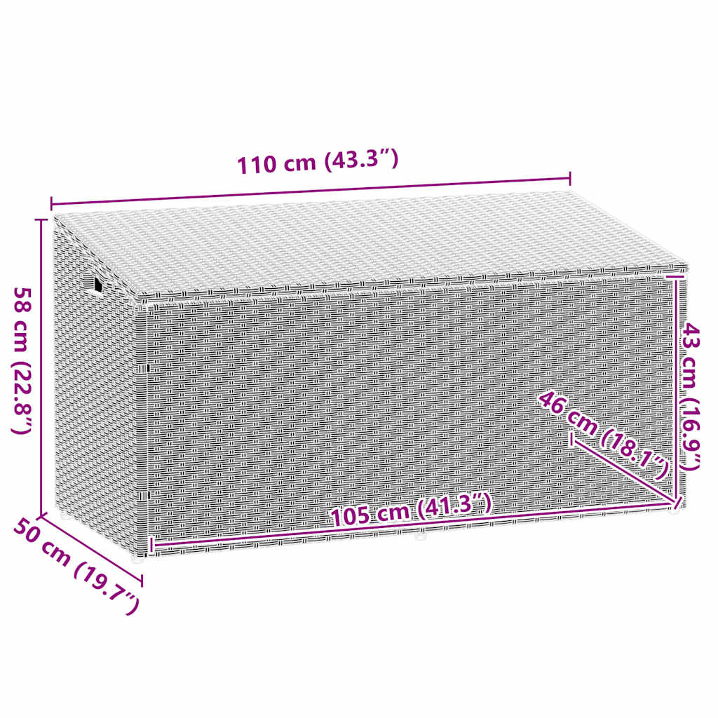 opbevaringskasse til haven 110x50x58 cm polyrattan lysegrå