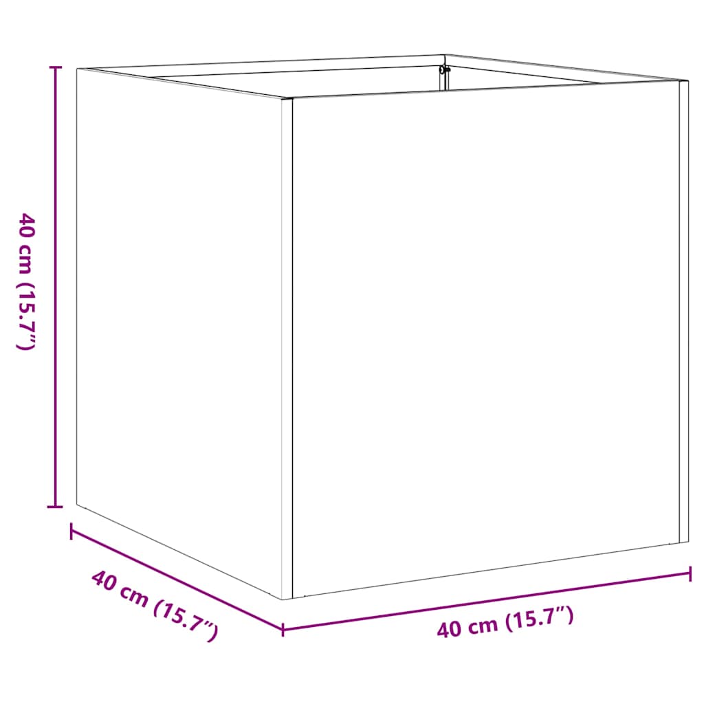 plantekasse 40x40x40 cm koldvalset stål sort