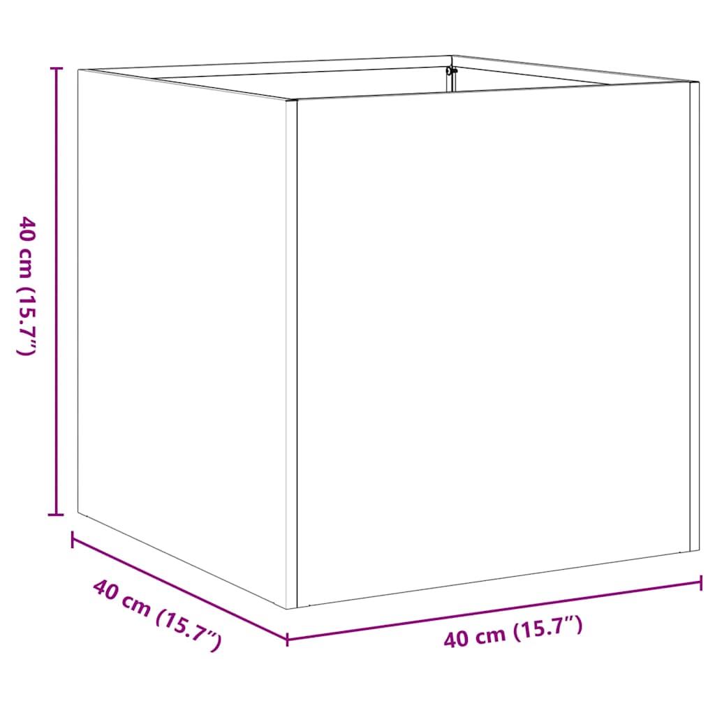 plantekasse rustfarvet 40x40x40 cm forvitringsstål