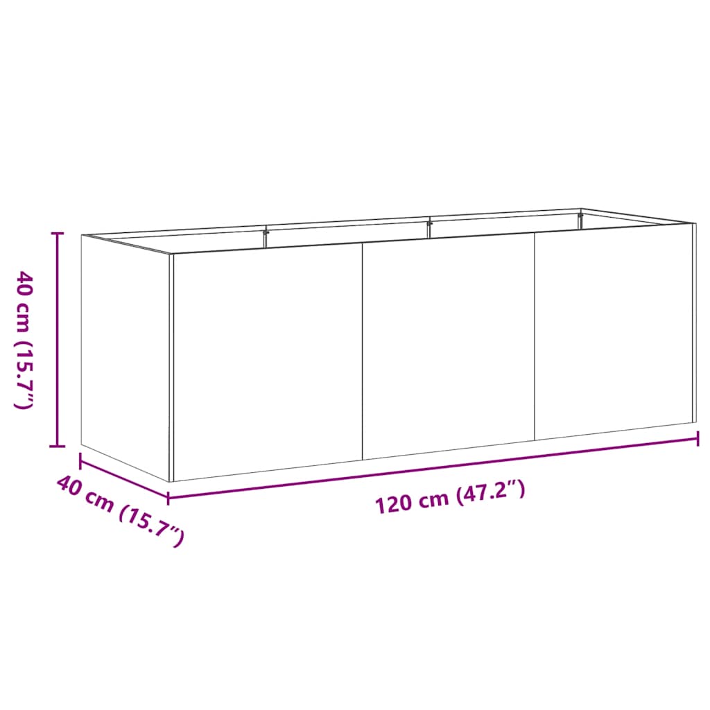 plantekasse hvid 120x40x40 cm koldvalset stål