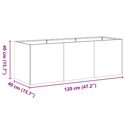 plantekasse rustfarvet 120x40x40 cm forvitringsstål