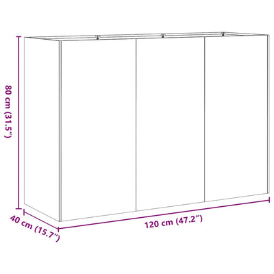 plantekasse hvid 120x40x80 cm koldvalset stål