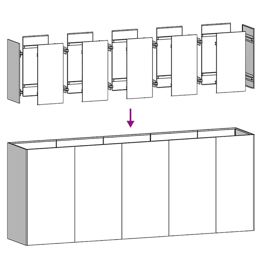 plantekasse sort 200x40x80 cm koldvalset stål