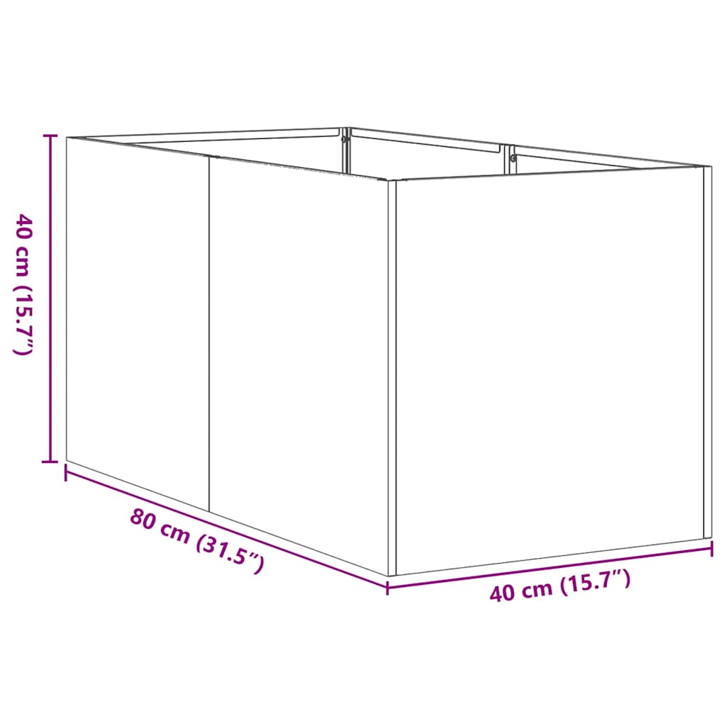 plantekasse 40x80x40 cm galvaniseret stål