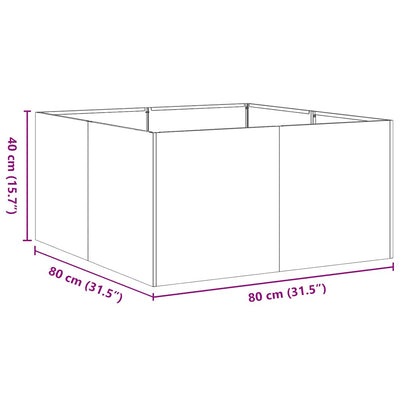 plantekasse 80x80x40 cm koldvalset stål sort