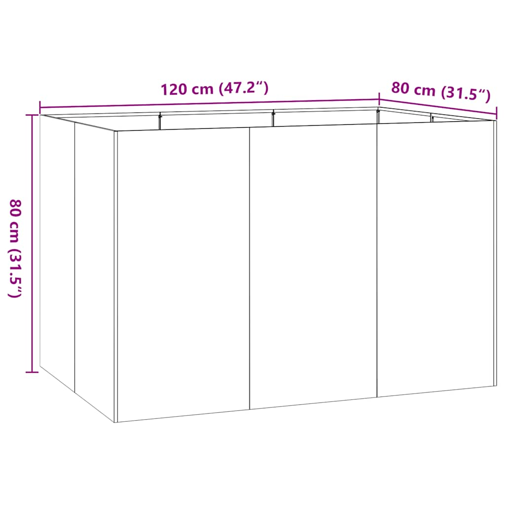 plantekasse 120x80x80 cm stål hvid