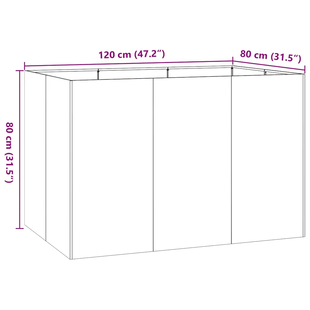 plantekasse rustfarvet 120x80x80 cm forvitringsstål