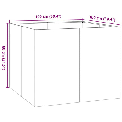 plantekasse 100x100x80 cm stål antracitgrå