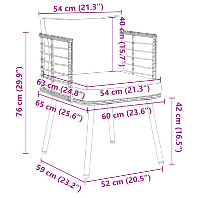 havestol med hynder polyrattan sort