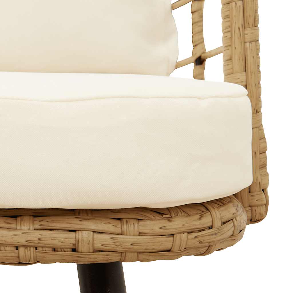 havestol med hynder polyrattan naturfarvet