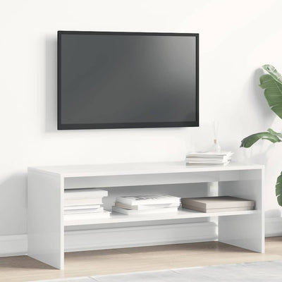 tv-bord 100x40x40 cm konstrueret træ hvid højglans